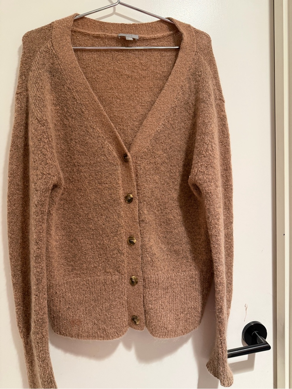 COS Soft Brown Button-Front V-Neck Cardigan